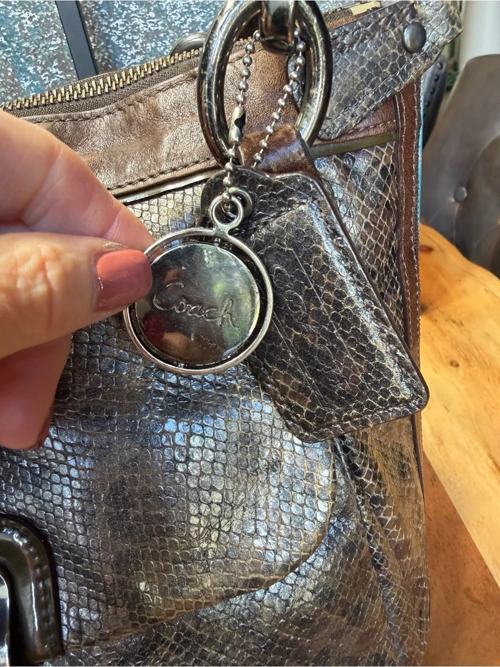 Coach Old Money 2011 Kristin Python Embossed Leather Tote Bronze